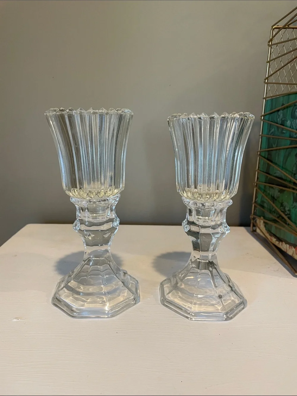 Clear glass candle holders